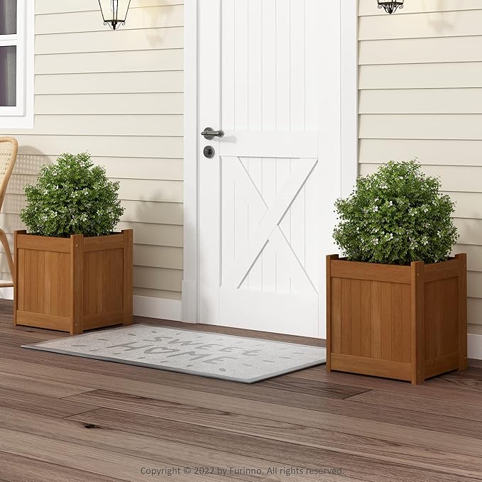 Furinno FG16450 Tioman Hardwood Flower Box, One-Pack, Natural