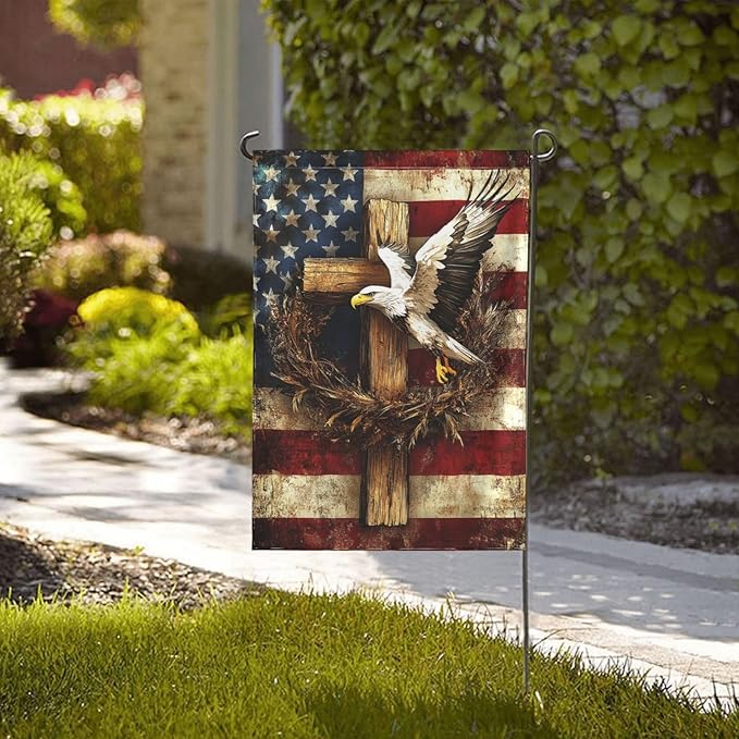 Wreath Garden Flag 12x18 Inch Double Sided All-Weather Polyester Outdoor Flag For Patio Lawn Yard And Garden Welcome Decor
