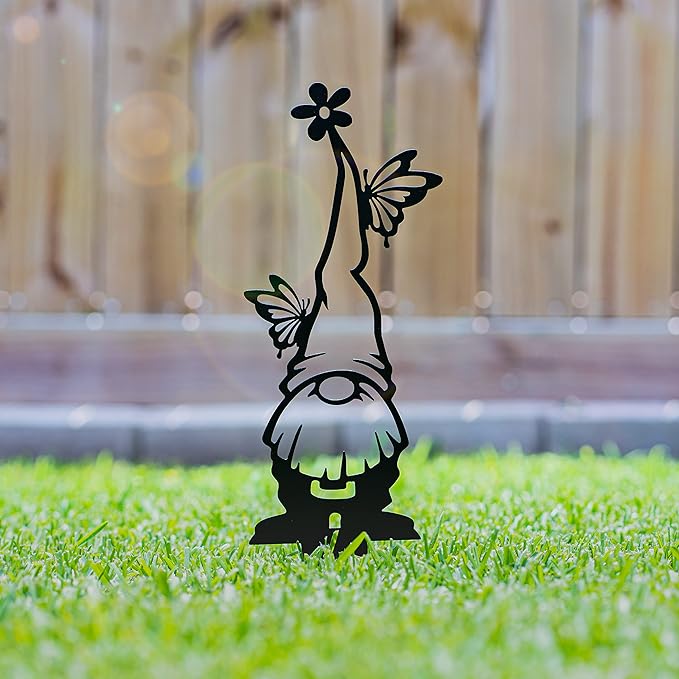 RealSteel Metal Garden Gnomes Set – 3 Pack Steel Lawn Ornaments, Cute & Funny Garden Statues, Weather-Resistant Outdoor Décor, Whimsical Yard Decorations, for Garden Lovers & Home Décor