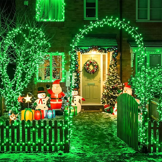 250 LED Green String Lights Indoor, 82ft St Patricks Day Lights Clear Wire 8 Modes Plug in Waterproof Christmas Lights for Indoor Room Christmas Tree Party Holiday Decorations