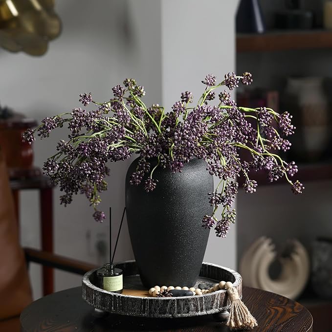 3 Pcs Plum Faux Berry Stems Artificial Dusty Sedum Berry Stems Picks Branches Faux Spray for DIY Holiday Farmhouse Home Mantel Harvest Decorations (32 Inch)