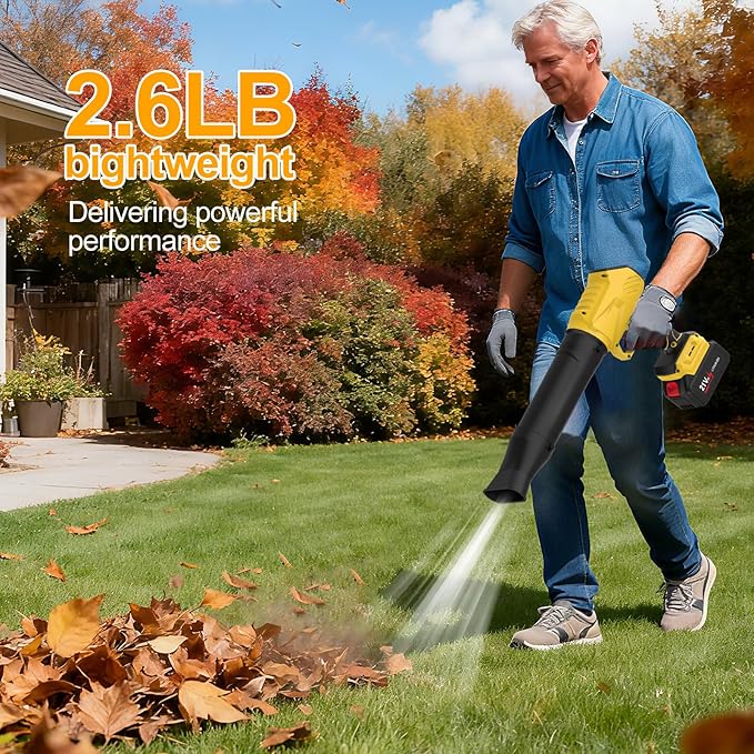 Leaf Blower Cordless with Battery and Charger,500,000 RPM Turbo Jet Blower,Handheld Leaf Blowers for Lawn Care,Portable Lightweight Grass Blower for Yard, Patio & Outdoor Use