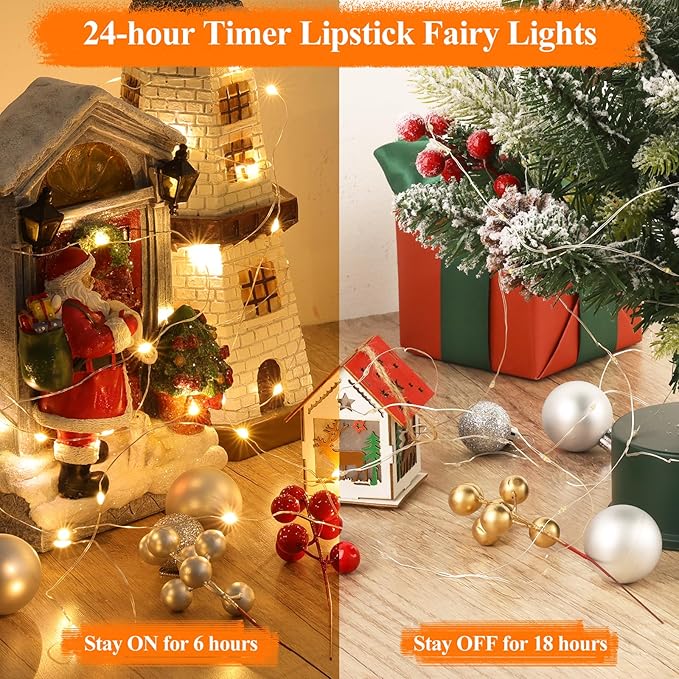 Lakumu 132FT(33 * 4) Fairy Lights Battery Operated, 500mAh Rechargeable String Lights with Timer, LED Twinkle Lights for Bedroom, Christmas Decorations, Wedding, Centerpiece Table Decor, Warm White