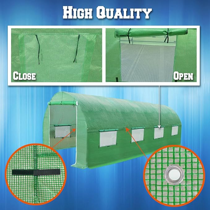 Strong Camel Greenhouse Replacement Covering for Outdoor Larger Hot Garden House , Support Arch Frame Climbing Plants/Flowers/Vegetables (20' X 10' X 7', Cover)