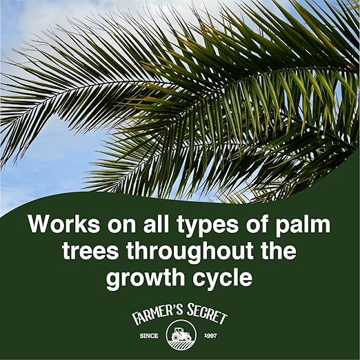 Farmer's Secret Palm Tree Booster Fertilizer - Super Concentrated 4-15-12 Formula - Formulated for All Types of Palm Trees at All Life Stages - Outdoor and Indoor/Container Trees (32oz)