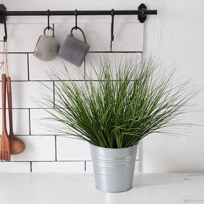Uqueeten 8PCS 17.3" Fake Plants Artificial Wheat Grass Greenery Plastic Plants Fake Grass Artificial Plants for Outdoor Decor Artificial Flower with Greenery Stems for Indoor Home Decoration