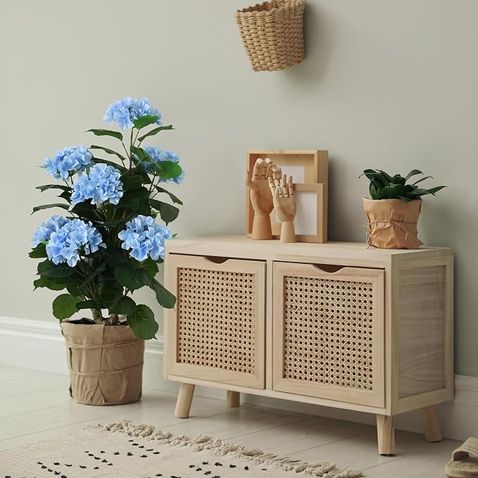 31inch Artificial Purple Hydrangea Flowers Potted Plant for Indoor & Outdoor Office Home Porch Decor, Realistic Tree with Long-Lasting Color (1, Blue)