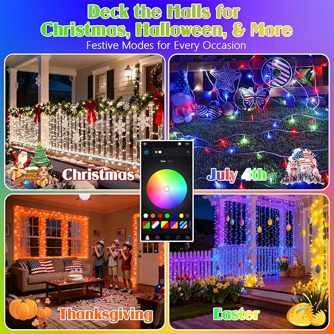 2025 New 138FT 400LED Smart Color Changing Christmas String Lights Outdoor App Control RGB LED String Lights with Remote & Timer, Waterproof Twinkle Christmas Tree Lights Indoor For Holiday Xmas Decor