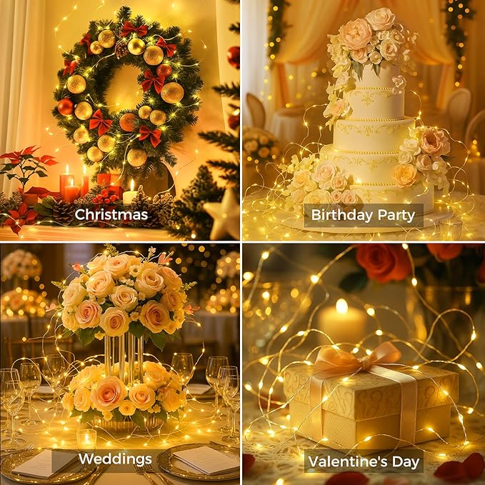 12 Pack Fairy Lights with Timer Battery Operated, 3 Modes 7ft Mini Twinkle Lights Waterproof, 20 LED Bulk String Light for Mason Jars Christmas Decoration Wedding Table Centerpieces,Warm White