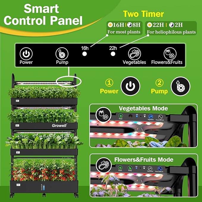 Large Hydroponics Growing System Kit, 120 Pods Vertical Indoor Herb Garden Kit with 2 Light Modes & Auto Circulating Water System, 48L Movable Indoor Gardening System for Herb Vegetable Fruit