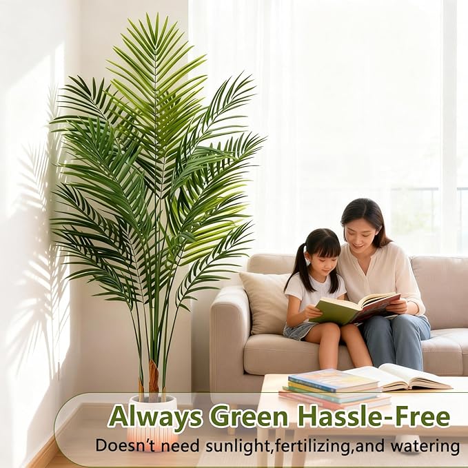 Artificial Palm Tree Indoor 5ft, Large Fake Tropical Areca Palm Tree with 13 Trunks, Faux Dypsis Lutescens Floor Plant in Pot for Indoor Outdoor Home Office Decor & Housewarming Gift