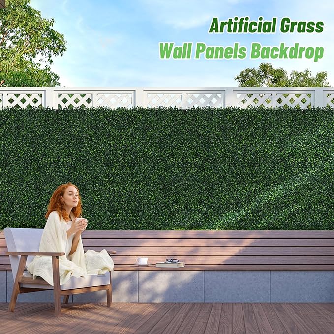 Moeput Artificial Ivy Privacy Fence Screen, 40X160 in(43 sqft) UV-Anti Faux Boxwood Roll Panels Greenery Backdrop Vine Leaf Fence Panels Ivy Fence Covering Privacy