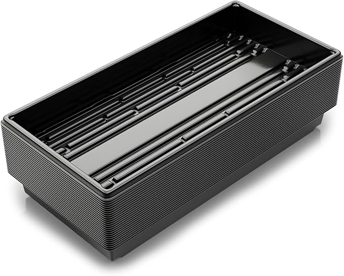 Yield Lab 10x20 Inch Black Plastic 25 Pack Plant Propagation Tray – Growing Trays for Garden, Planting, Seedling, Soil & Hydroponic Horticulture - Microgreen Trays Grow Plants - No Drain Holes
