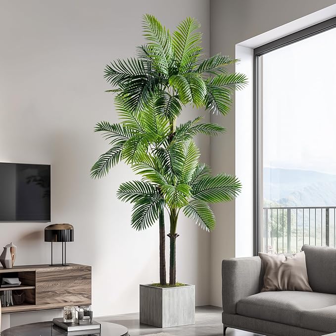 Erimda 9.1FT Artificial Phoenix Palm Tree Artificial Plants Indoor Outdoor Large Faux Coconut Silk Palm Tree Tropical Fake Tree Faux Sago Palm Plant for Modern Farmhouse Yard Outside Patio Poolside