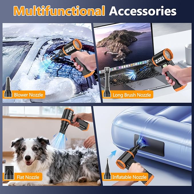 Compressed Air Duster-180000RPM Electric Air Duster with 40MM Brushless Motor, 9-Gears Adjustable Mini Air Blower with LED Light, 10000mAh Rechargeable Battery, Dust Blower for Computer, Home, Car