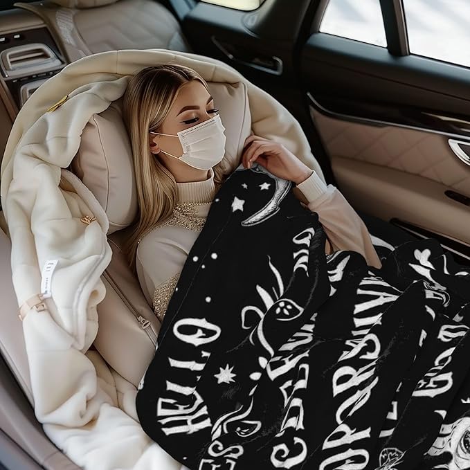 LNKRFRPA Ouija Board Blanket 60"x50", Goth Witchy Birthday Gifts for Women/Men, Spooky Gifts, Sun and Moon Print Decoration for Home Bedroom Living Room Dorm Chair Halloween Gothic Throw Blanket