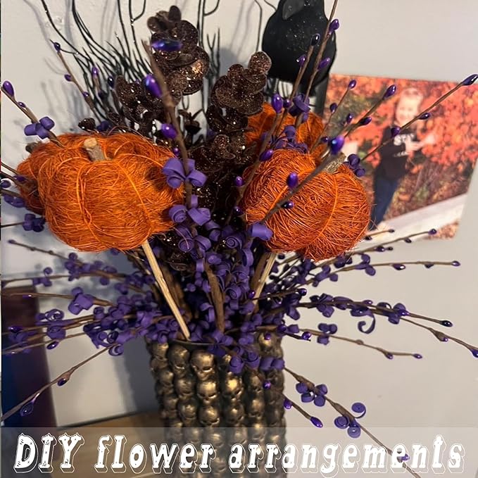 10 Pcs 29.5" Long Jasmine Artificial Flowers Fake Flowers Dry Branches Stem for Home Office DIY Floral Art Plant Wedding Table Centerpieces Party Vase Decoration (Deep Purple)