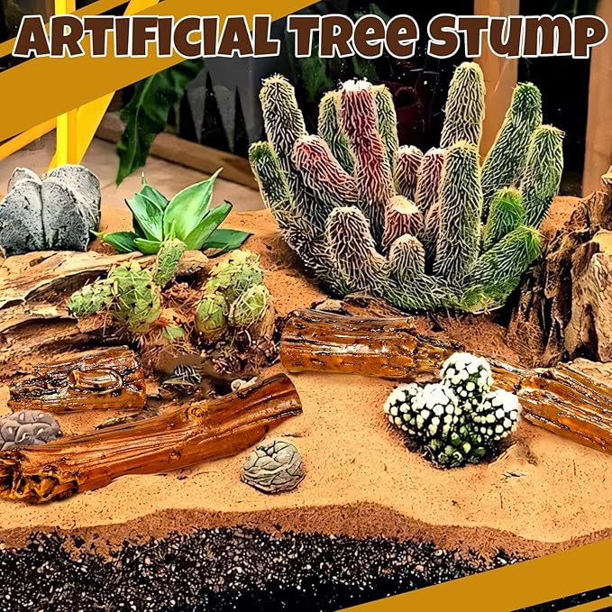 Warmtree Artificial Tree Stump Mini Garden Figurines Stumps Ornaments Miniature Stone Rock Statue for Micro Train Landscape Railway Sand Table, Pack of 6