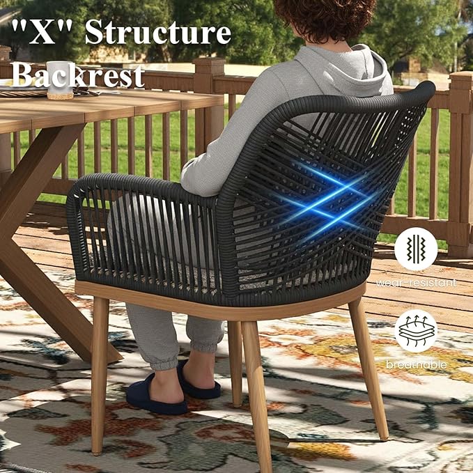 LayinSun Outdoor Dining Set for 10, 11 Pieces Patio Furniture Sets with Aluminum Dining Table and Rope Weave Chairs