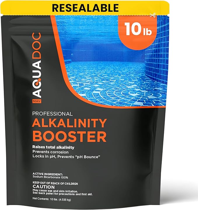 MAV AquaDoc Pool Alkalinity Increaser - 10lb - Sodium Bicarbonate Alkalinity Increaser for Swimming Pools - pH Increaser - Pool Chemicals Made in USA