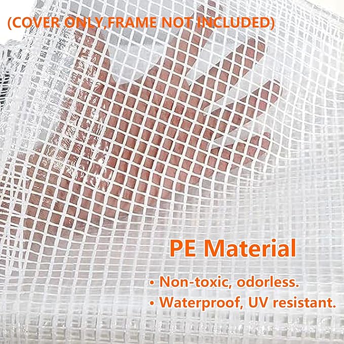 Greenhouse Replacement Cover, 56×56×76 Inches PE Walk-in Greenhouse Cover for Gardening Plants w/Roll-Up Zipper Door, Waterproof Frost Protection Wind Rain Proof, Easy Assembly (No Frames Include)