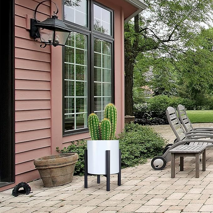 Metal Plant Stand for Large Plants, Adjustable Width Fits 10-12 Inch 14 Inch 16 Inch Pot,Outdoor Plant Stands for Indoor Plants Multiple Tall,Black Planter Stands for Patio and Window 1 Pack.­
