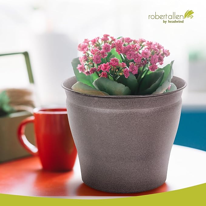 Headwind Natural Ironstone Timberline Collection - 8" Cappuccino Decorative Planter for Outdoor Pots for Plants – Modern Indoor Plant Pots, Large & Small Planters for Indoor Plants by Robert Allen