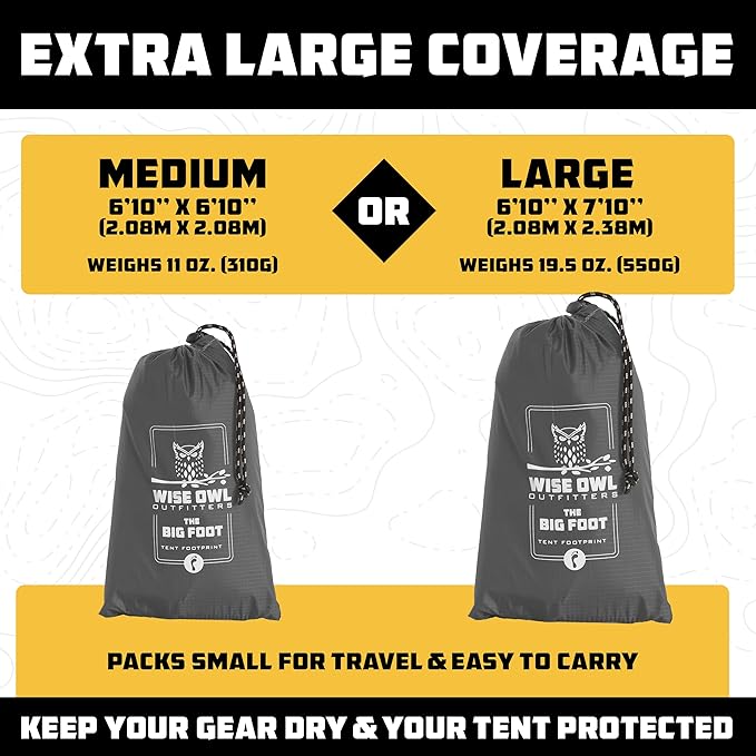 Wise Owl Outfitters Camping Tarp – Waterproof Ultralight Ground Sheet, Tent Footprint & Tent Accessories for Campers, Backpackers, Hammocks & Outdoor Adventure Gear