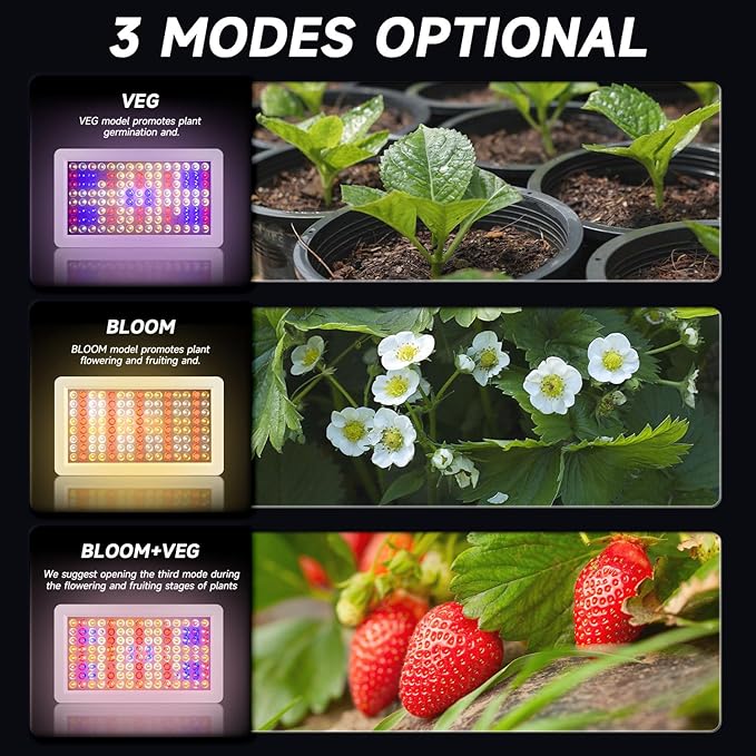SERWING LED Grow Light Full Spectrum, Plant Grow Light with Veg & Bloom Switch for Hydroponic Indoor Plants LED Grow Lamp with Daisy Chain，with Remote Control