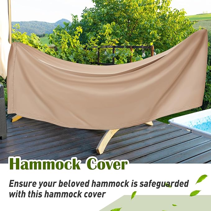 Tranqun 14-15 ft Hammock Cover 188" W x 58" D x 20" H Heavy Duty 420d Oxford Weather Resistant Cover Waterproof Protection for Hammocks Stand Outdoor Garden, Buckle Straps, Double Stitched Seams