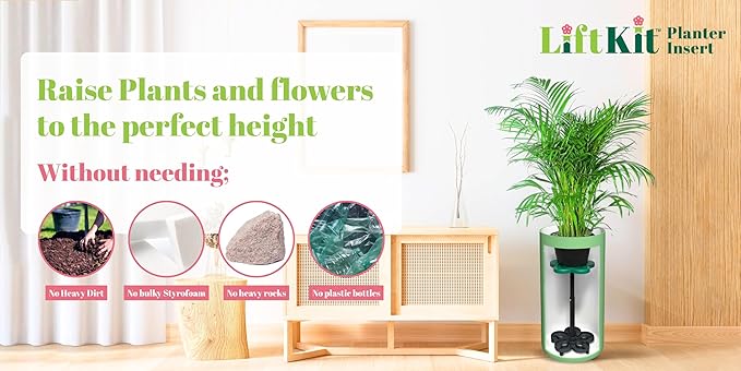 Lift Kit Planter Insert Tall Tapered Plant Riser Fill Bottom of Tall Flower Pots and Large Plant Containers | Indoor and Outdoor (11-17” Rise, 6" Base, 10" Top)