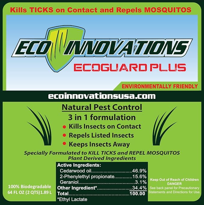EcoGuard Plus Mosquito Spray for Yard, Gentle but Effective Outdoor Insect Control, Kills Ticks on Contact, Natural Essential Oils, 8 OZ