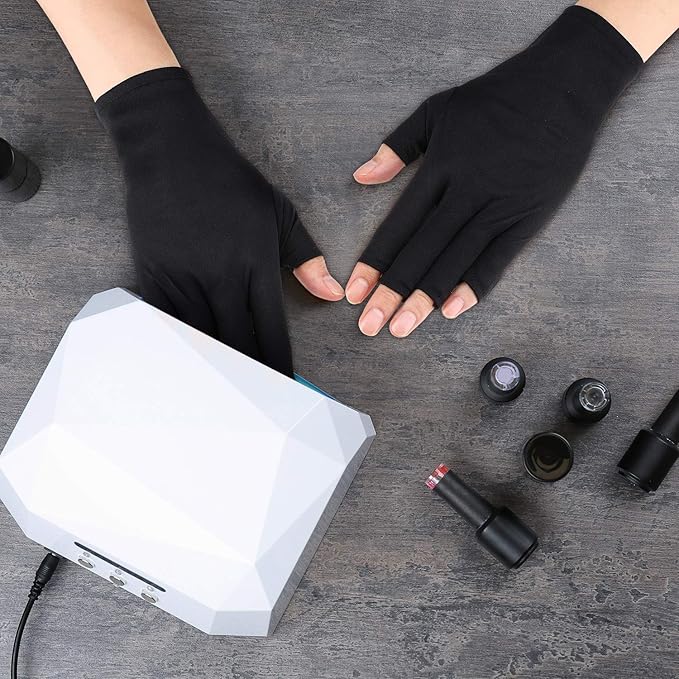 Syhood 3 Pair UV Gloves for Nail Lamp Upf50+ UV Fingerless Protection Glove for Gel Manicures Art Protect Hand from Nail Lamp