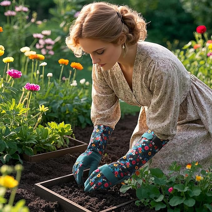 Trifabricy Gardening Gloves for Women - Long Garden Gloves with Grip Breathable, Thorn-Proof Puncture-Resistant Work Gloves