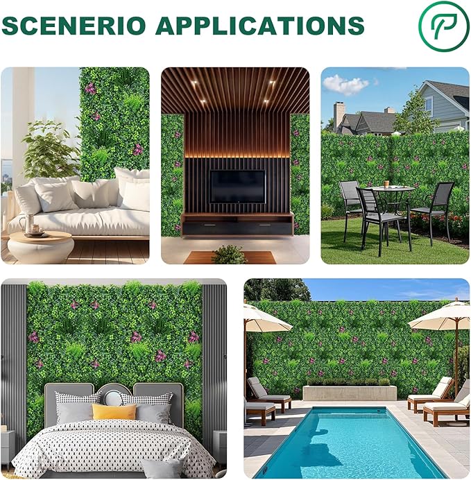 Yangrass Artificial Boxwood Wall Roll, 40"x120" (33.33 sqft) Grass Wall Panels with Mint Plant Leaves, Greenery Backdrop Privacy Screen with UV Protection, Green Grass Wall for Indoor Outdoor Decor
