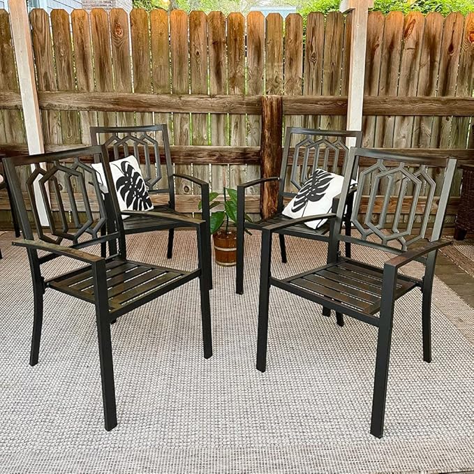 Sophia & William Patio Table and Chairs Set, Outdoor Dining Set for 8, 9 Piece Metal Patio Furniture, 60" Black Square Table(Geometry)