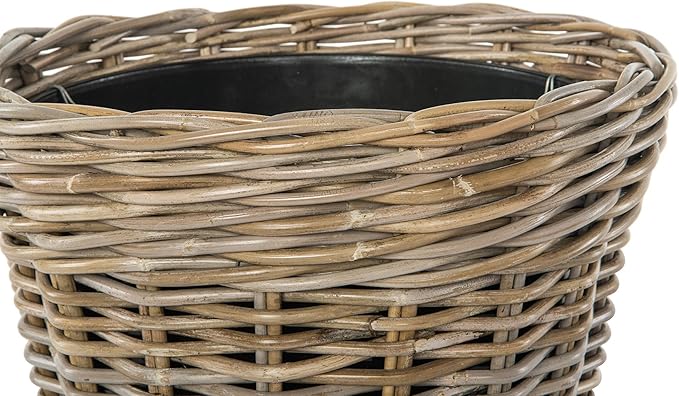 Kouboo Rattan Planter Basket with Plastic Pots Planters Flower Pots Decorative Fall planters for Front Porch Whiskey Barrel Basket Indoor Outdoor Plant Pots Small