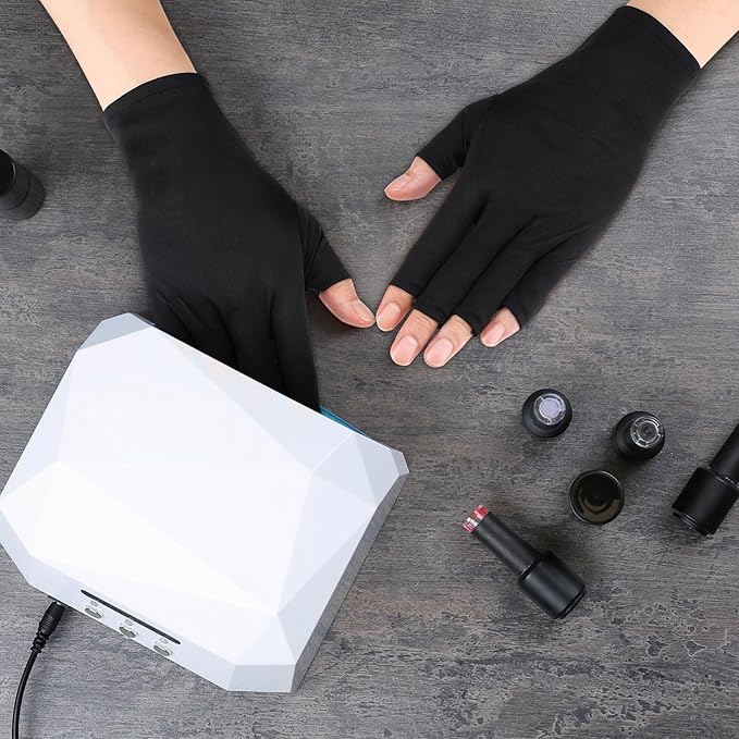 Syhood 3 Pair UV Gloves for Nail Lamp Upf50+ UV Fingerless Protection Glove for Gel Manicures Art Protect Hand from Nail Lamp