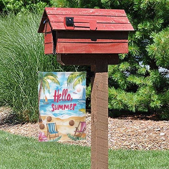 Beach Time Garden Flag 12x18 Inch Double Sided All-Weather Polyester Outdoor Flag For Patio Lawn Yard And Garden Welcome Decor