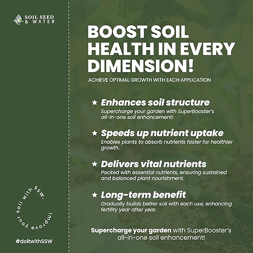 Soil Seed & Water SuperBooster Organic Concentrated Fertilizer – Soil Amendment for Robust Plant Growth - Food Plant Growth Enhancer - OMRI Listed Organic Fertilizer