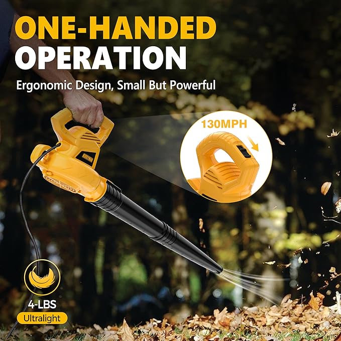 ALLOYMAN Electric Leaf Blower,7AMP Lawn Blower,130MPH Mini Leaf Blower Lightweight & Portable for Lawn Care/Snow Blowing
