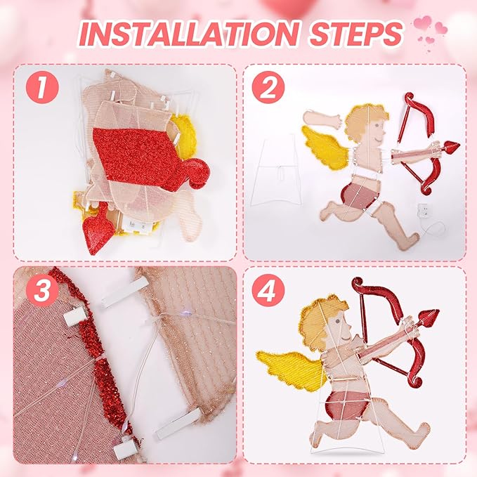 Valentines Day Decorations Outdoor, Cupid Garden Valentine's Day, Romantic Cupid Decoration for Valentine Lawn Farmhouse Outdoor Decor