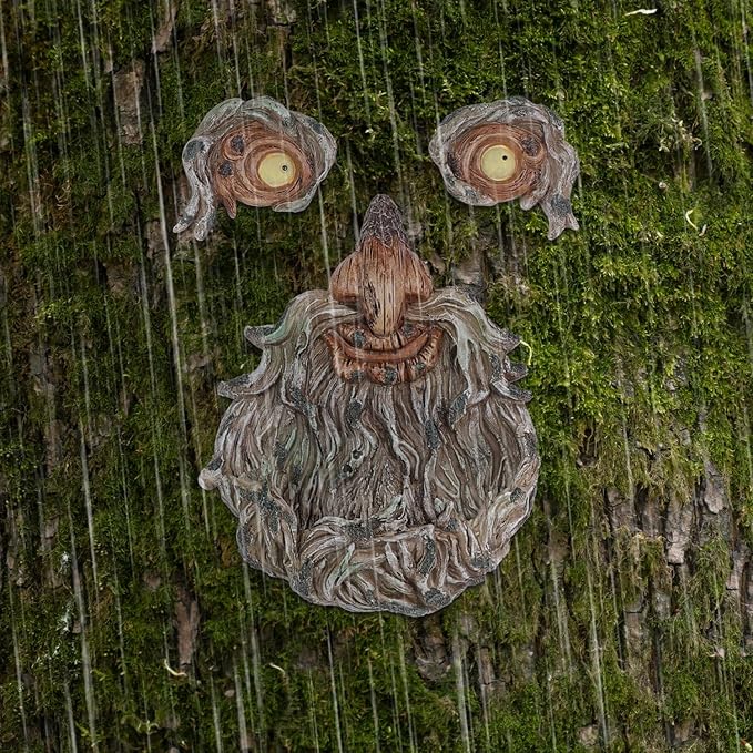 MEETYAMOR Garden Decor for Outside, Funny Tree Faces Bird Feeder Decor Outdoor Statues, Whimsical Old Man Tree Sculpture Decorations for Lawn, Patio, Yard Art