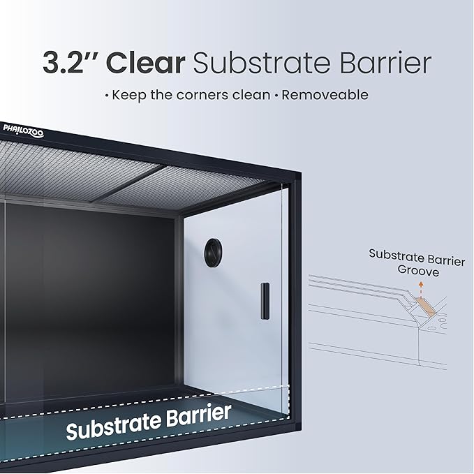 Phailozoo 120 Gallon Bearded Dragon Tank,48" x 24" x 24" Reptile Tank with Sliding Door Top Screen Ventilation, Front Opening Reptile Enclosure for Easy Maintenance