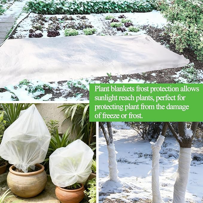 10ft x 33ft Plant Covers Freeze Protection Floating Row Cover 1oz/yd² Garden Fabric Plant Cover for Winter Frost Sun Bird Protection, Frost Blankets for Outdoor Plants, Winter Tree Frost Cloth