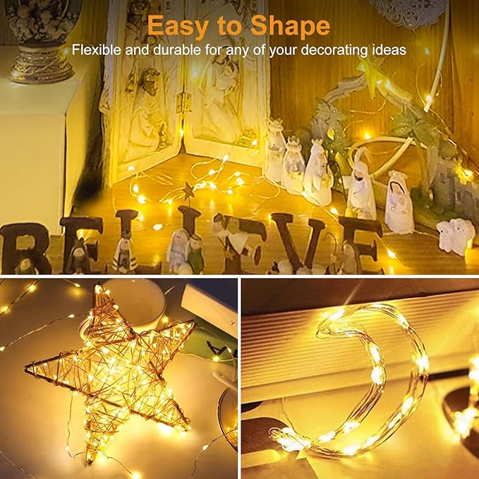 btfarm 16 Pack Fairy Lights Battery Operated [3 Modes], 7ft 20 Led Twinkle Lights String Lights Waterproof Bulk Small Mini Silver Wire for Christmas Mason Jars Wedding Table Centerpiece, Warm White