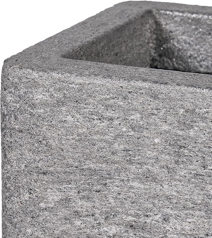 TerraDeco 24 Inch Rectangular Concrete Planter,Durable All-Weather Use with Drainage Holes,Large Rectangular Planter for Outdoor Indoor Plants