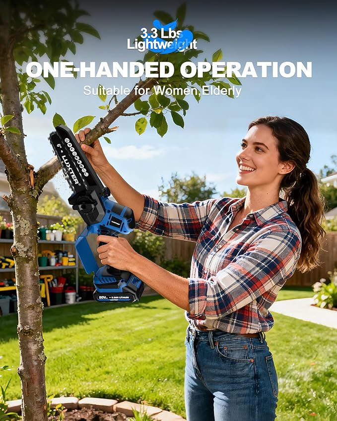 LUXTER Mini Chainsaw Brushless 8 inch & 6 inch Compatible with Makita 18V Batteries Chain Saw 2 x 2.0Ah Battery Small Handheld Saw Lightweight for Trimming & Wood Cutting Gardening Power Tool