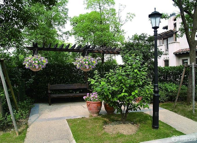 Lamsze Artificial Hanging Flowers with Basket,Fake Daisy Flowers in 12 inch Coconut Lining Hanging Baskets for The Decoration of Courtyard, Indoors, and Outdoors(Purple)