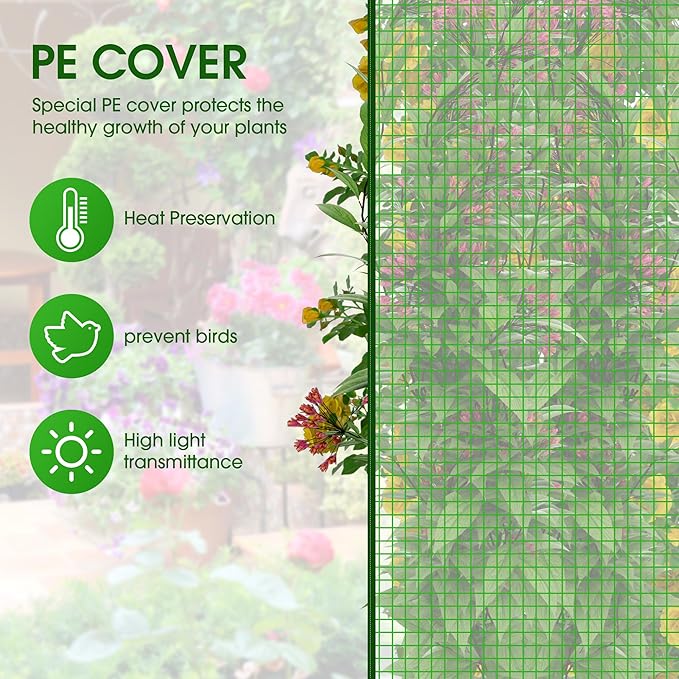 Onelike 64'' x 16'' x 55.5'' Plastic Raised Garden Bed with Greenhouse Cover and Trellis, Vertical Tomato Planters for Climbing Plants, Self Watering System Tomatoes Cage for Patio,Black,Large